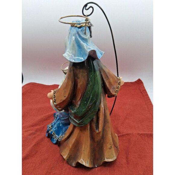 Hand-Painted Ceramic Nativity Scene Figurine Featuring Mary Joseph & Baby Jesus - Picture 4 of 6